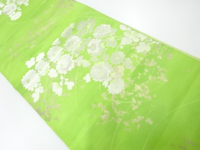 アンティーク　菊模様織出し袋帯（材料）